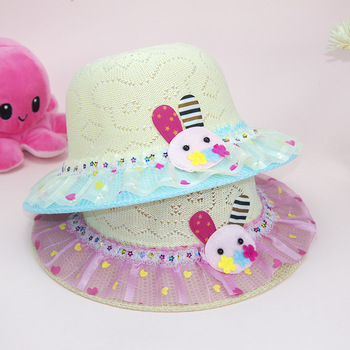 2021 New Imitation Raffia Hat Summer Lady Mom Sun Hat Sun Sun Shade Big Brim Bucket Hat