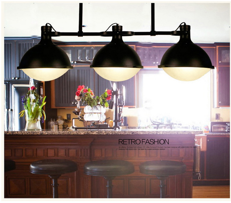  European style retro living room hanging lamp industrial restaurant creative bar American country three terminal