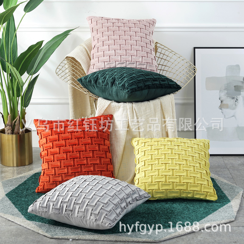 New Netherlands Velvet Crumpled Pillow Cushion Car Seat Cushion Waist Pad Korean Sofa Back Cushion Living Room Home Bedroom