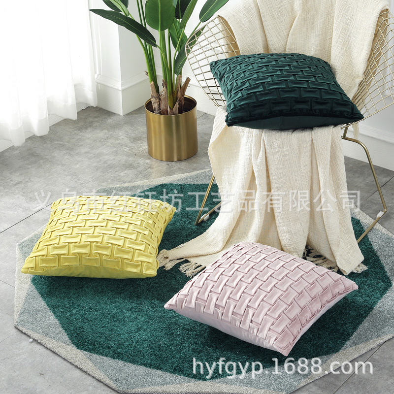 New Netherlands Velvet Crumpled Pillow Cushion Car Seat Cushion Waist Pad Korean Sofa Back Cushion Living Room Home Bedroom