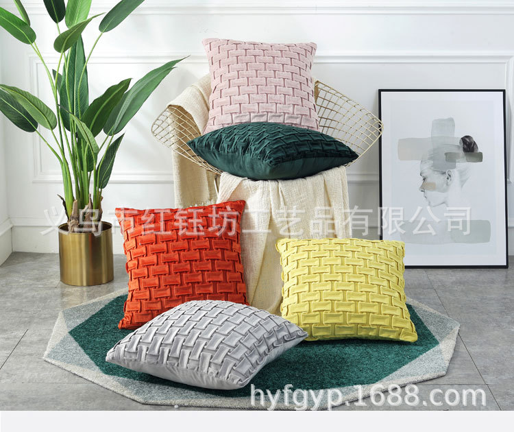 New Netherlands Velvet Crumpled Pillow Cushion Car Seat Cushion Waist Pad Korean Sofa Back Cushion Living Room Home Bedroom