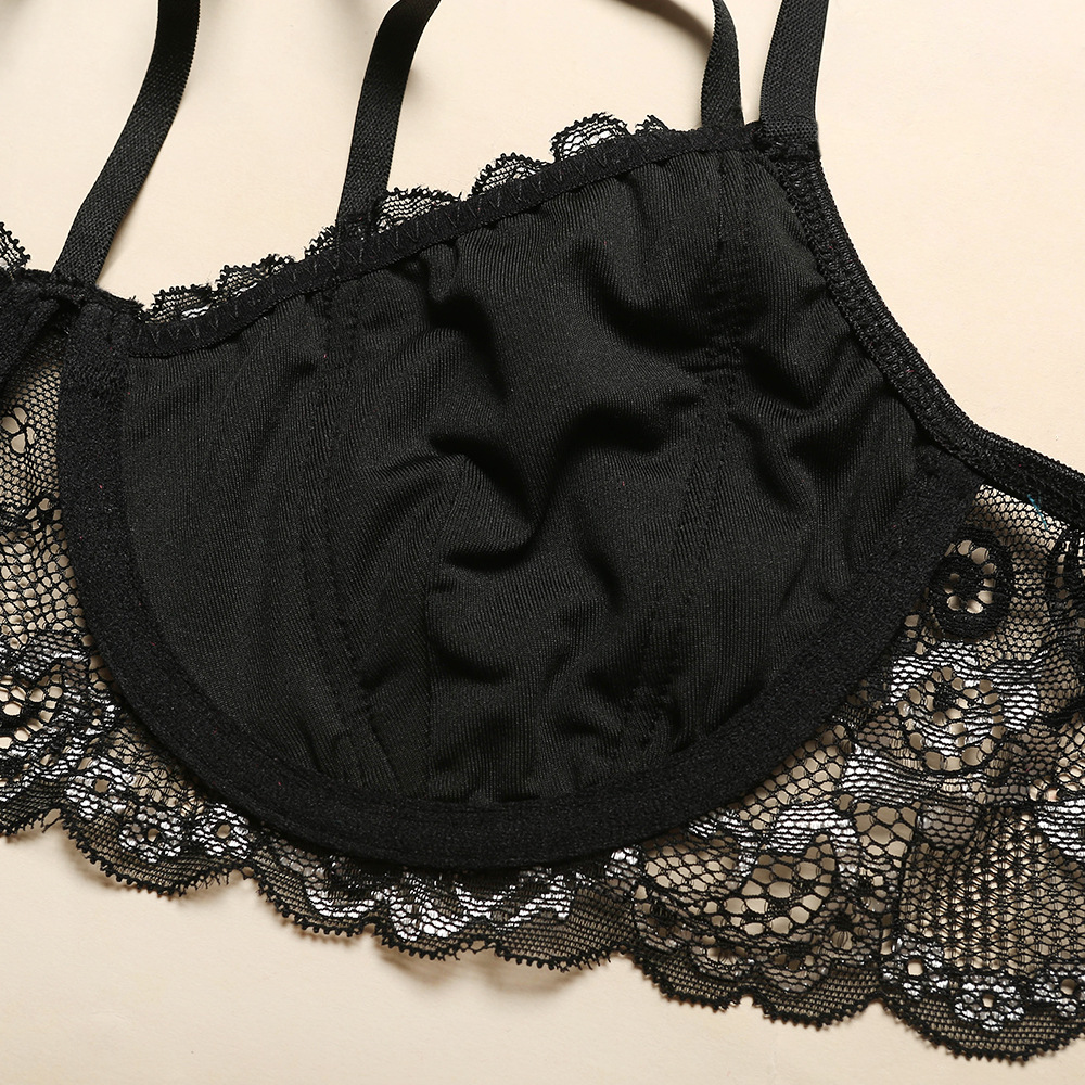 bra lingeriesEuropean and American Hot AliExpress Sexy Fashion Lace Flower Halter Chest Support Suit