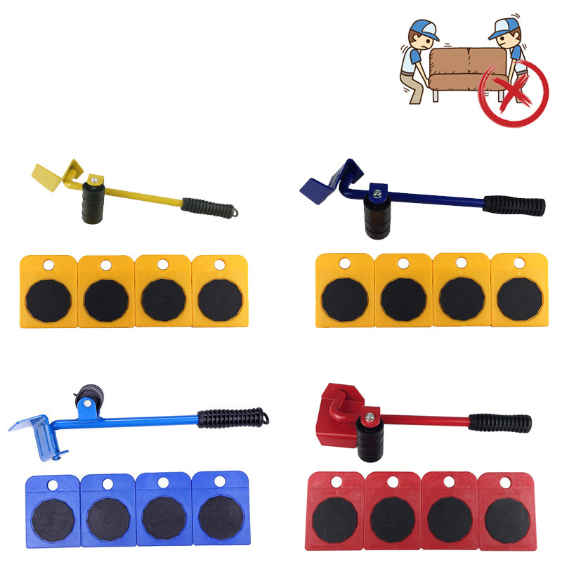 5-Piece Caster Plastic Convenient Furniture Moving System Weight Carrier Universal Pulley Moving Moving Tool