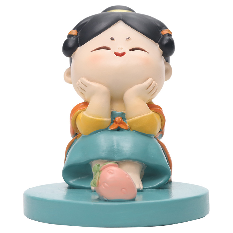 Chinese Style Lovely Palace Girl National Fashion Tang Shi Girl Desktop Resin Mobile Phone Stand Tablet iPad Support Creative Ornaments