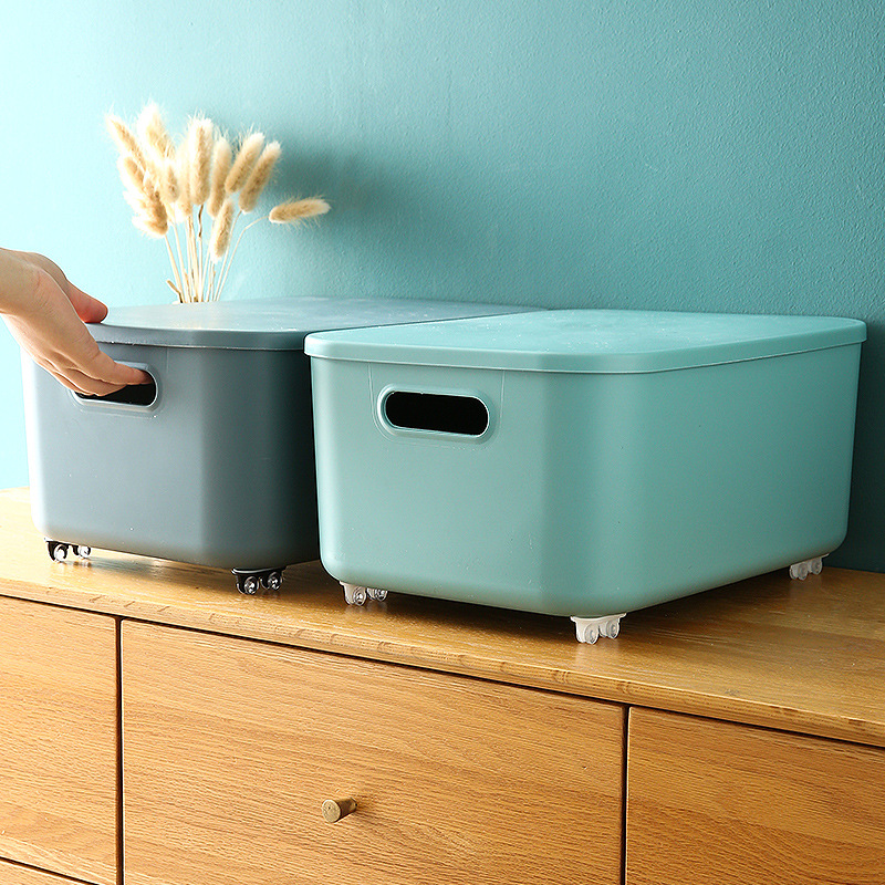 4-Piece Adhesive Wheels Storage Box Organizing Box Pulley Trash Can Bottom Single-Directional Wheel Universal Roller