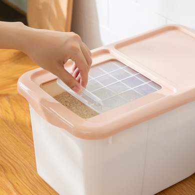 Rice Bucket Household 20 Jin Rice Bucket Insect-Proof Rice Storage Box Sealed Sliding Cover Transparent 10kg Flour Pulley Rice Pot