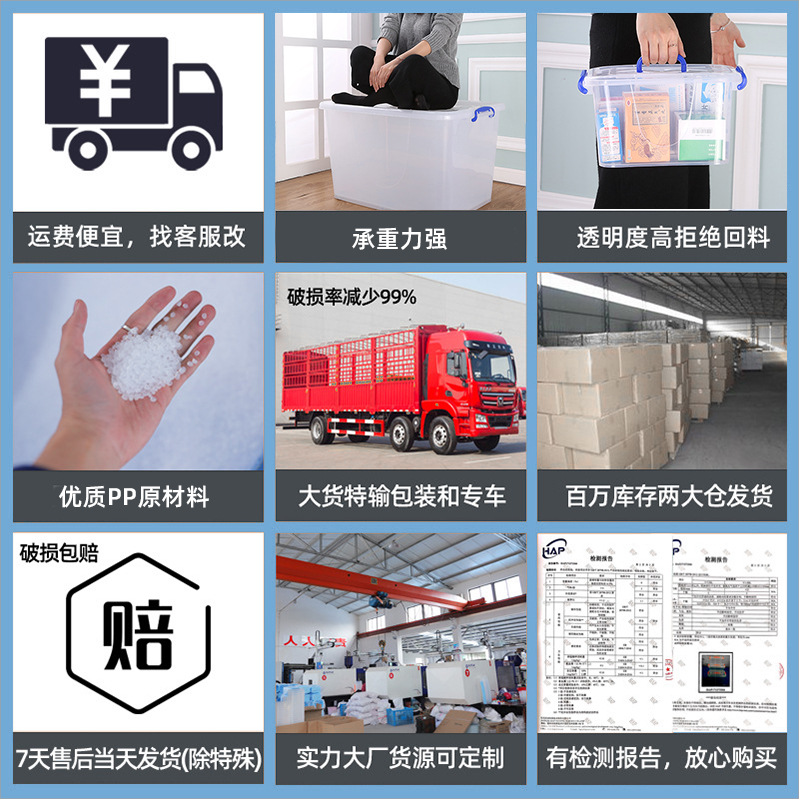 Storage Box Plastic Household Storage Box Toy Quilt Clothes Large Storage Box with Pulley Transparent Storage Box