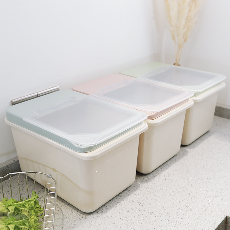 Ricer box plastic pet grain box new type Ricer box with pulley thickened clamshell rice barrel 6kg/10KG rice storage box