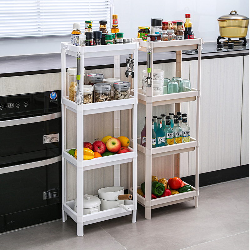Factory Direct Supply Plastic Slit Frame Storage Rack with Pulley Refrigerator Kitchen Gap Storage Rack Bathroom Storage Rack