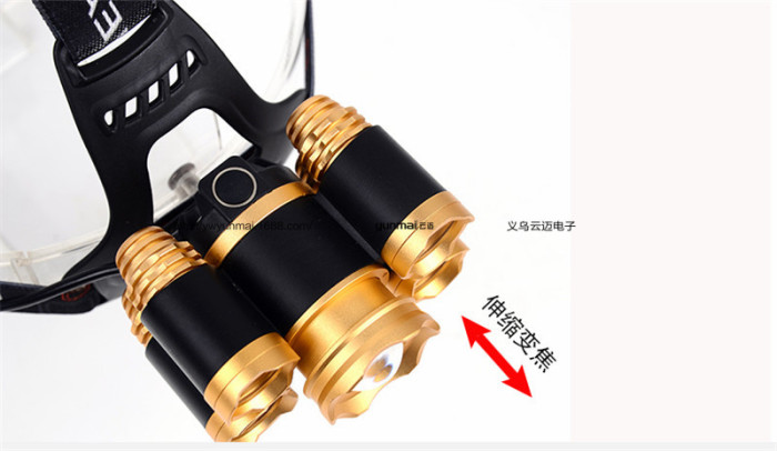 Wholesale 5LED headlights T6 light rechargeable headlights fishing lights super bright zoom 5 lamp lights