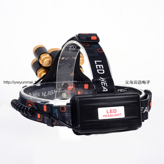 Wholesale 5LED headlights T6 light rechargeable headlights fishing lights super bright zoom 5 lamp lights