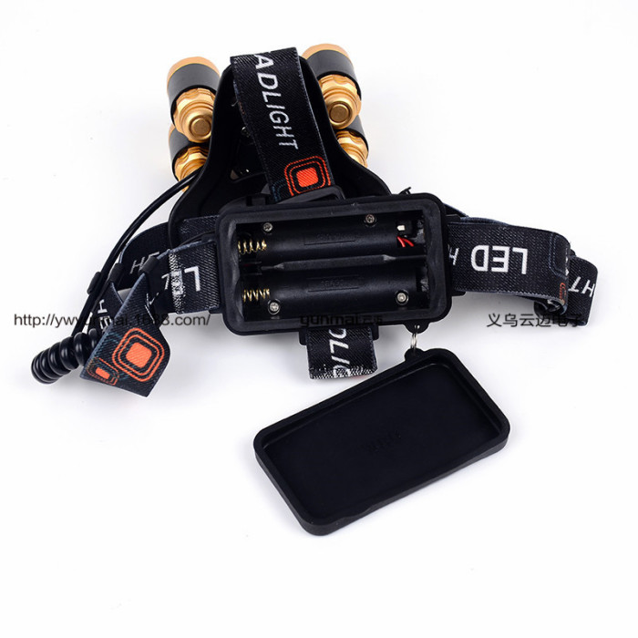 Wholesale 5LED headlights T6 light rechargeable headlights fishing lights super bright zoom 5 lamp lights