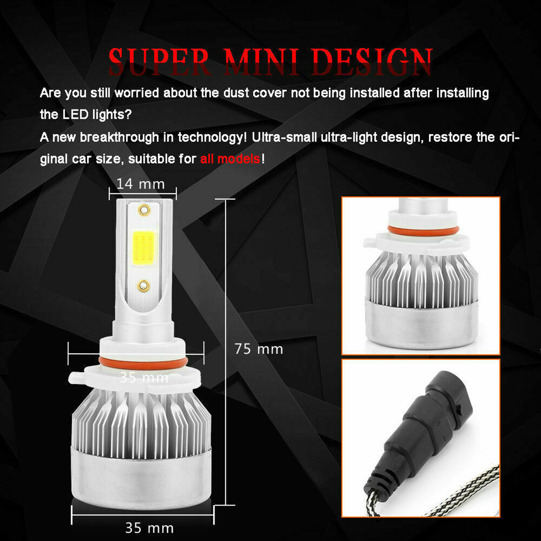Cross-Border Exclusively for C6 Car Large-Sized LED Lamp Headlights H4 Headlight H7 H11 9005