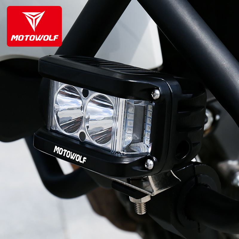 Motorcycle External Flashing Red and Blue Warning Headlights Scrambling Motorcycle Waterproof High Brightness External 