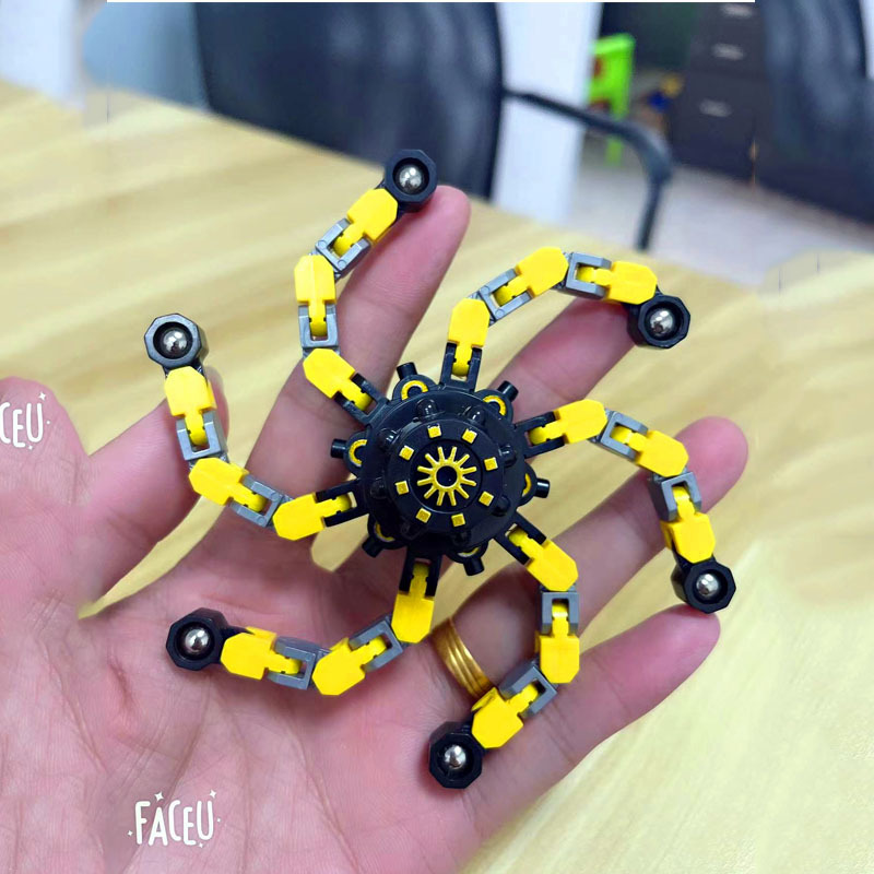 Fingertip gyro  Fingertip Mechanical Gyro Decompression Chain Deformation Robot Bearing Gyro Toy Deformation Chain