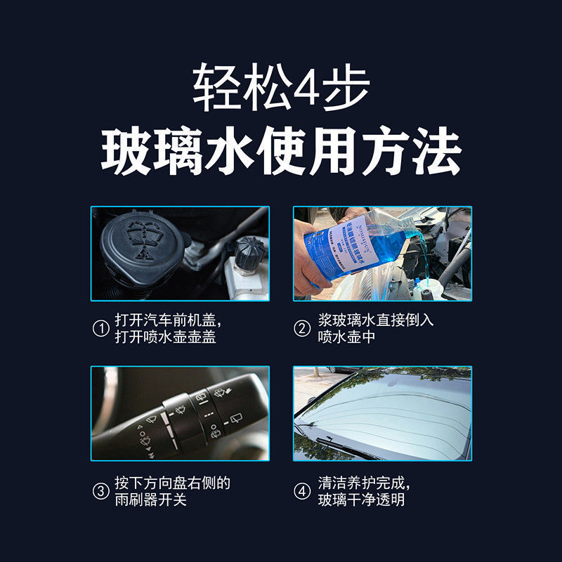 4 Large Barrel Full Box Car Windshield Washer Fluid Summer Winter Rain Wiper Cleaning Solution Coating Four Seasons Universal Wholesale Free Shipping
