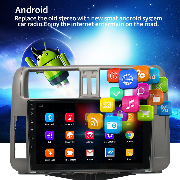 Applicable to Overseas 10-13 Toyota Prado Navigator GPS Android Large Screen Reversing Image All-in-One Machine MP5