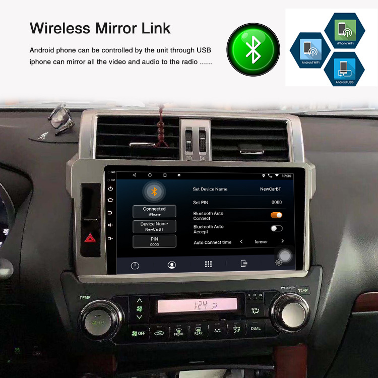 For Overseas 14-17 Paragraph Toyota Prado Navigator GPS Android Screen Reversing Video Analytics MP5