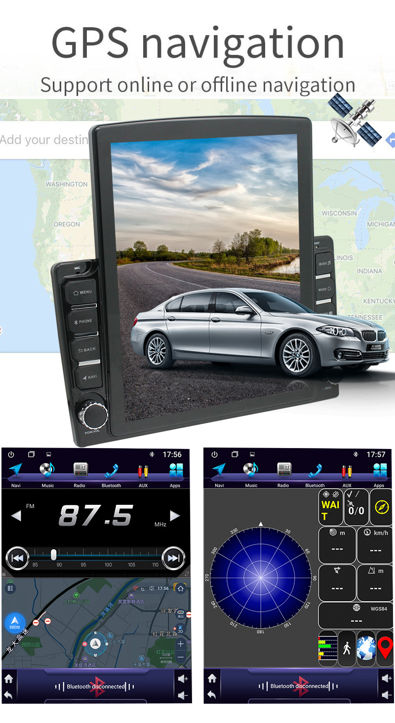Car Modification Android Universal Machine Navigation Navigation All-in-One Machine MP5 In-Vehicle GPS9.7 2.5D