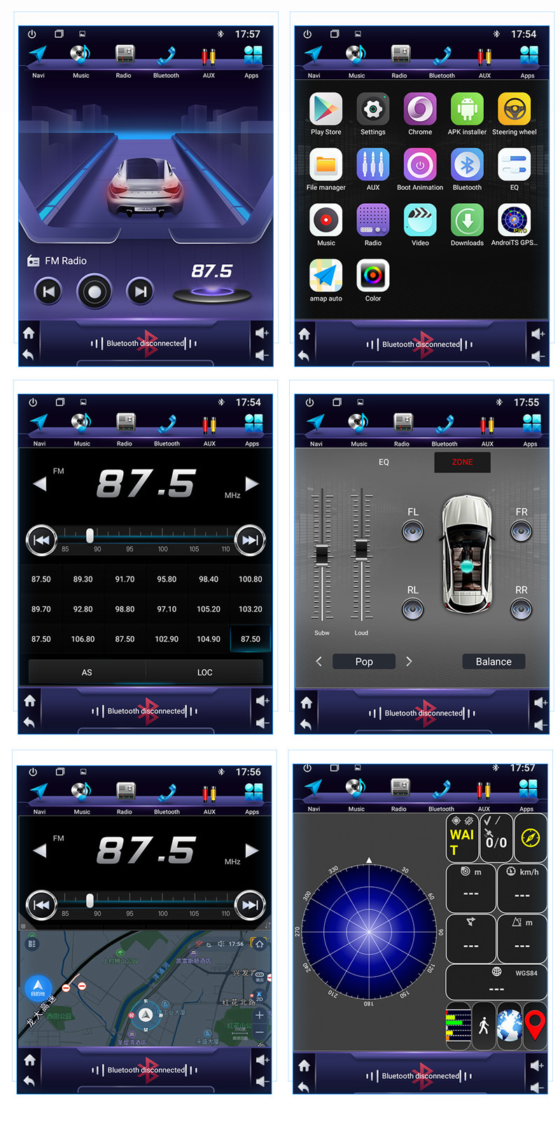 Car Modification Android Universal Machine Navigation Navigation All-in-One Machine MP5 In-Vehicle GPS9.7 2.5D