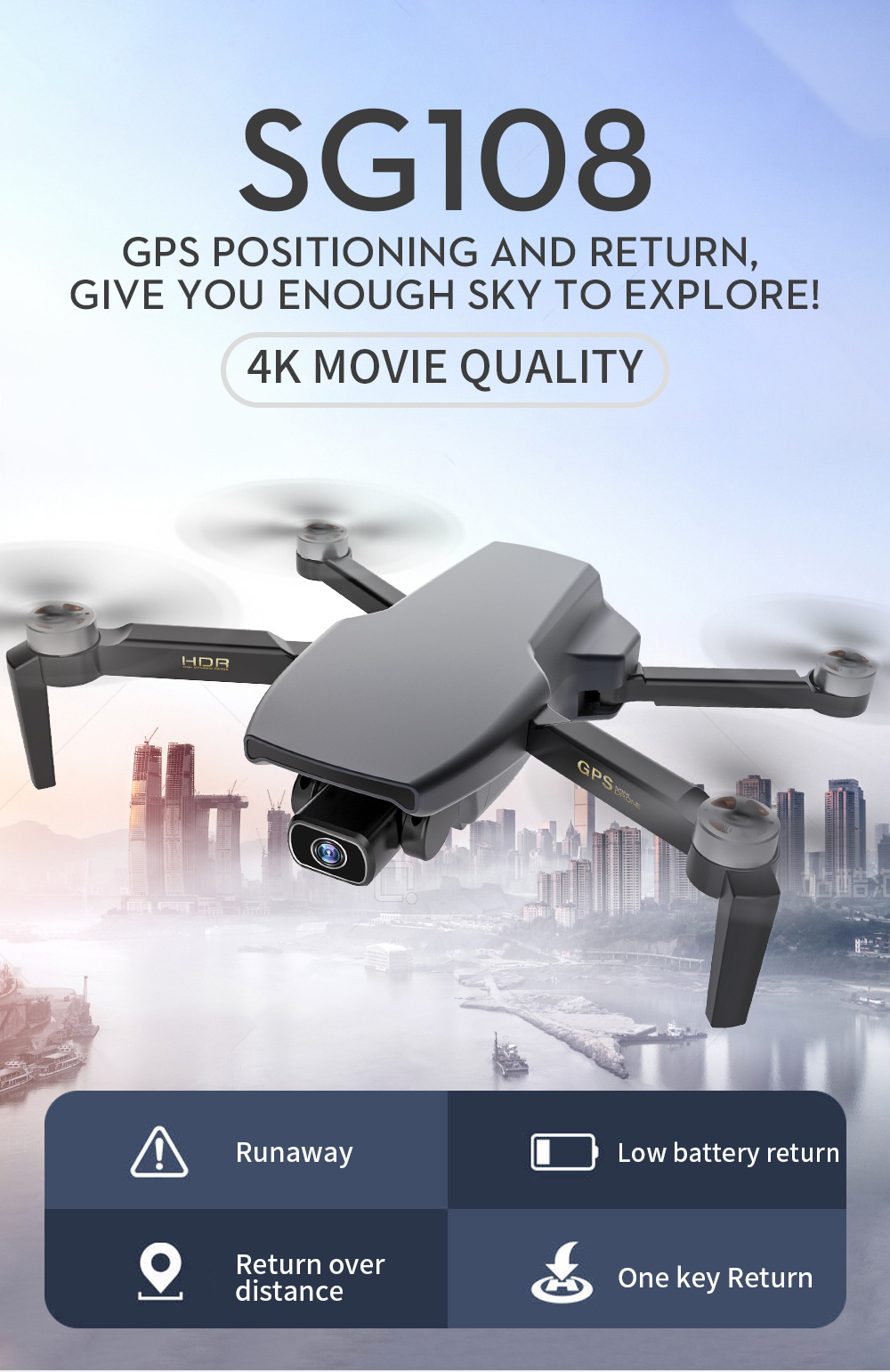 [ZLL Brand] Sg108 Brushless Folding GPS Unmanned Aircraft 4K HD Remote Control Aircraft 5G Four-Axis Aircraft
