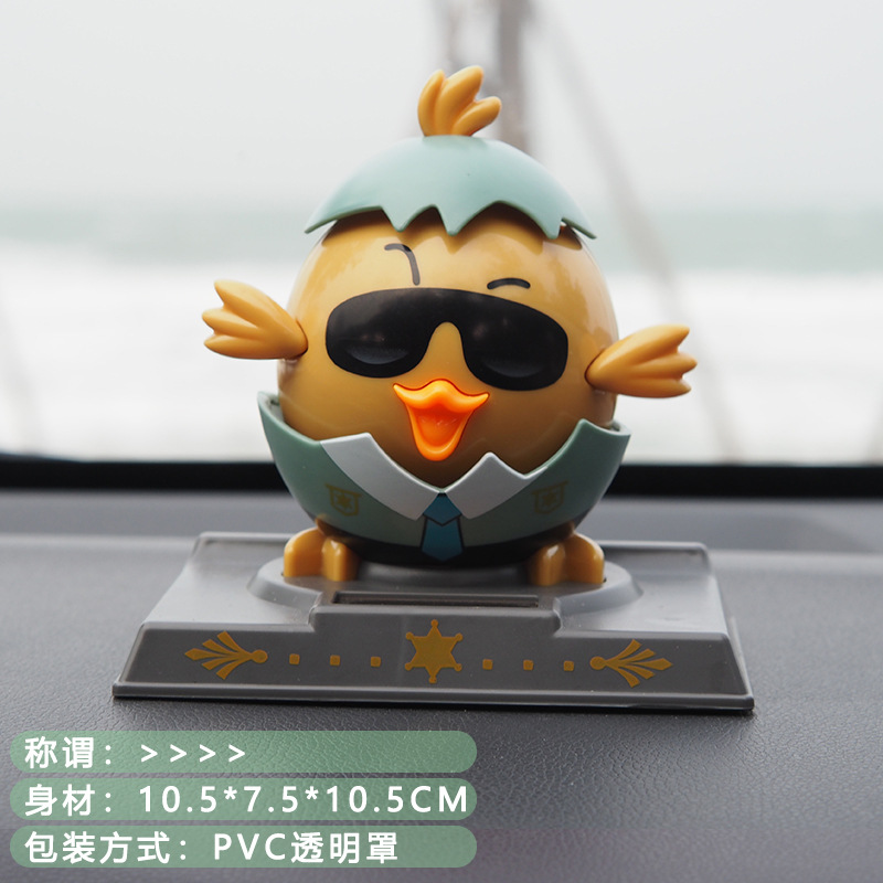 Solar Lucky Chicken Car Decoration Cute Creative Swing Chicken Car Temporary Parking Sign Gift Hm0170
