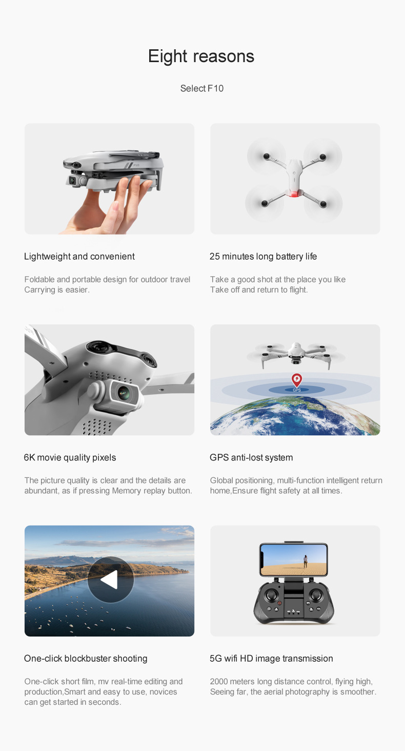 F10 Folding GPS UAV Aerial Photography Dual Intelligent Positioning Return Four-Axis Aircraft Professional Cross-Border Remote Control Aircraft