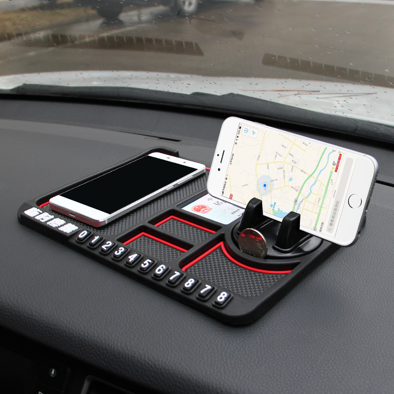 Non-Slip Mat Bracket Mobile Phone Car Number Plate for Car Moving Temporary Parking Sign Multi-Functional Creative Personality Dashboard Storage