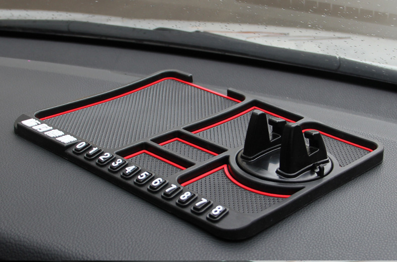 Non-Slip Mat Bracket Mobile Phone Car Number Plate for Car Moving Temporary Parking Sign Multi-Functional Creative Personality Dashboard Storage