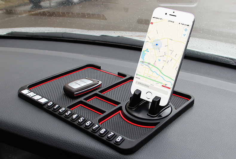 Non-Slip Mat Bracket Mobile Phone Car Number Plate for Car Moving Temporary Parking Sign Multi-Functional Creative Personality Dashboard Storage