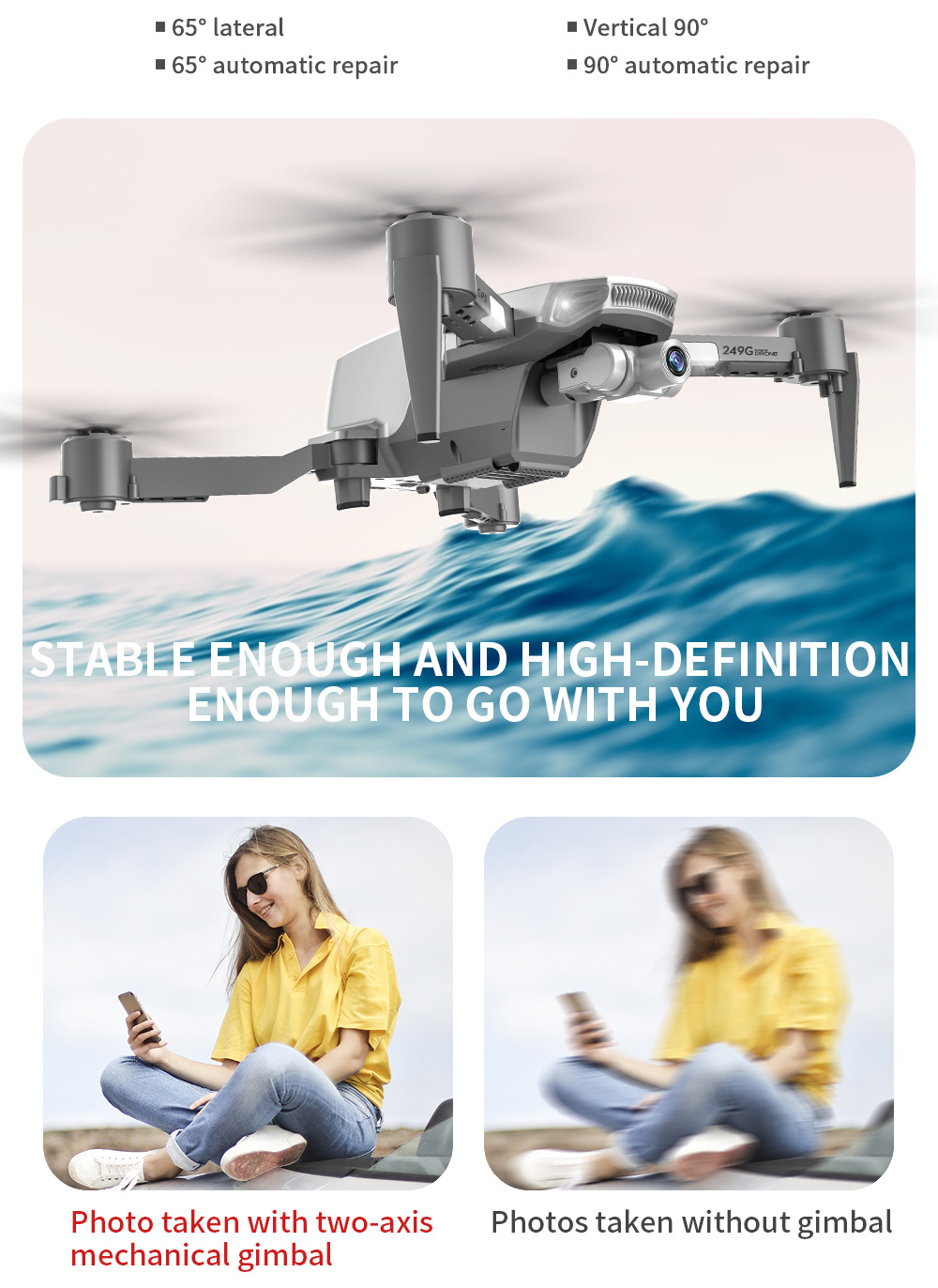 Que L106pro Folding UAV 5G HD Aerial Photography 4K Two-Axis EIS Anti-Shake PTZ GPs Four-Axis Aircraft