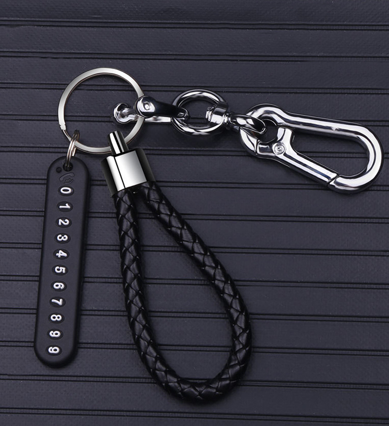 Car Key Ring Pendant Anti-Lost Phone Number Sign Motorcycle Braided Rope Key Chain Men and Women Personality Creative