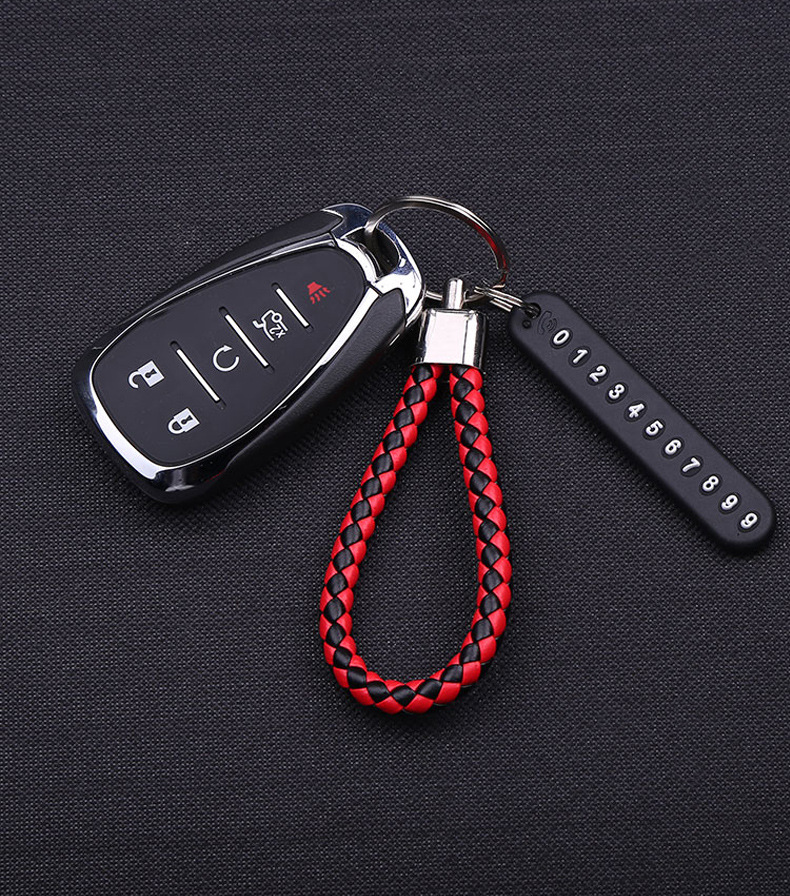 Car Key Ring Pendant Anti-Lost Phone Number Sign Motorcycle Braided Rope Key Chain Men and Women Personality Creative