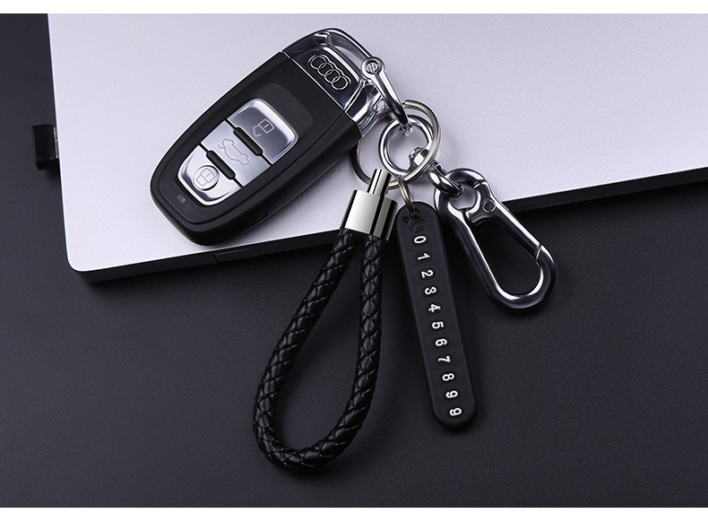 Car Key Ring Pendant Anti-Lost Phone Number Sign Motorcycle Braided Rope Key Chain Men and Women Personality Creative