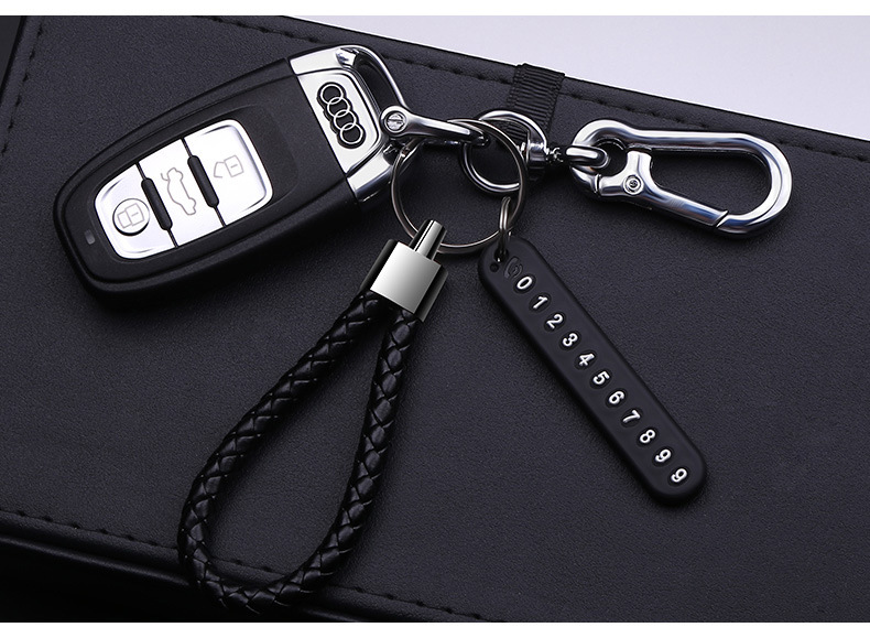 Car Key Ring Pendant Anti-Lost Phone Number Sign Motorcycle Braided Rope Key Chain Men and Women Personality Creative