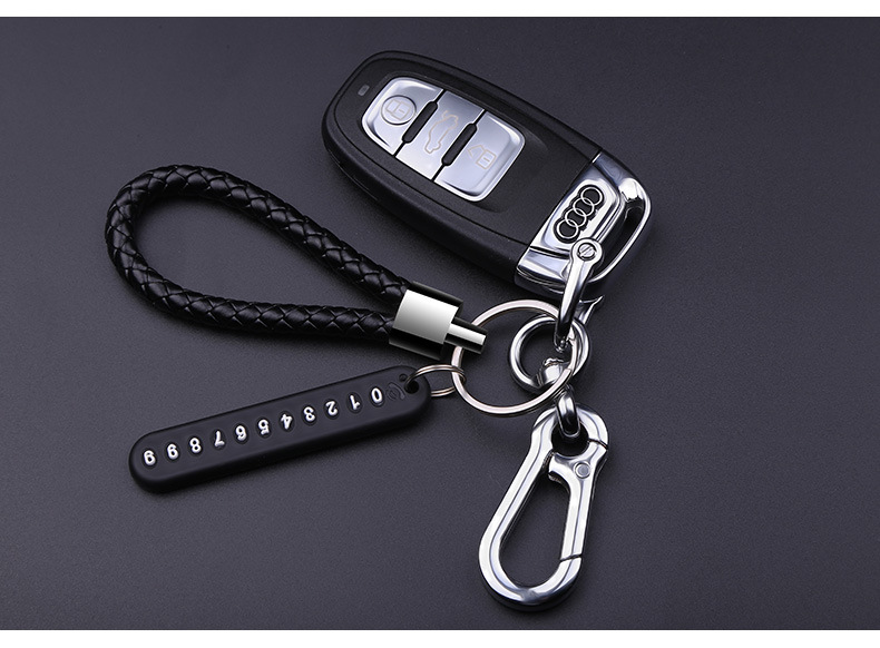 Car Key Ring Pendant Anti-Lost Phone Number Sign Motorcycle Braided Rope Key Chain Men and Women Personality Creative