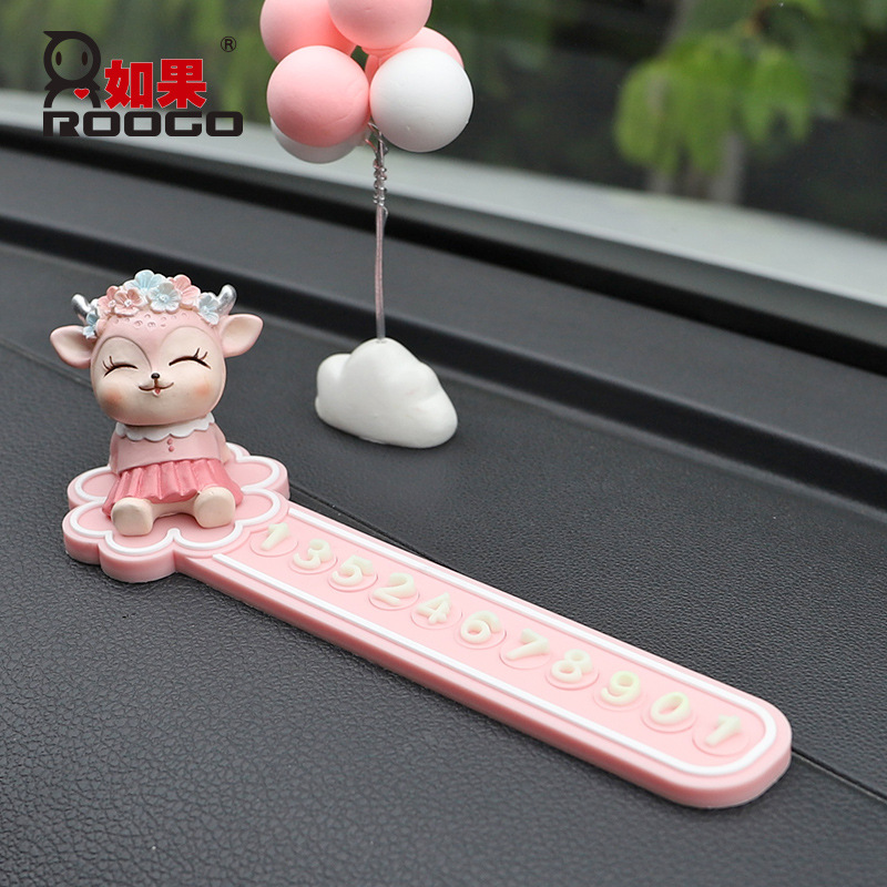 If Four-Leaf Clover Moves Car Mats Stop Sign Car Moving Phone Card Creative Decoration for Car Car Central Control Decoration