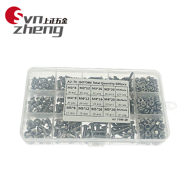 Boxed 304 Stainless Steel Coiled Hair/round Head Hexagon Screw with Nut Combination Set