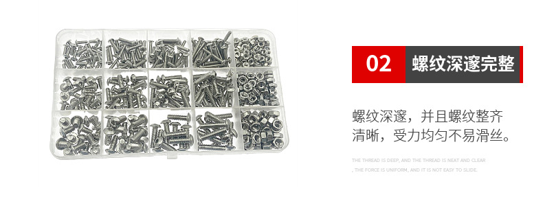 Boxed 304 Stainless Steel Coiled Hair/round Head Hexagon Screw with Nut Combination Set