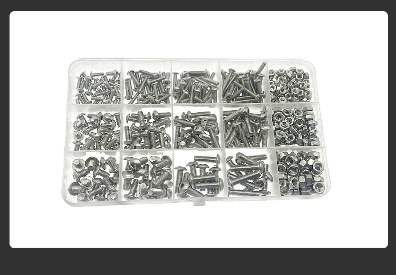 Boxed 304 Stainless Steel Coiled Hair/round Head Hexagon Screw with Nut Combination Set