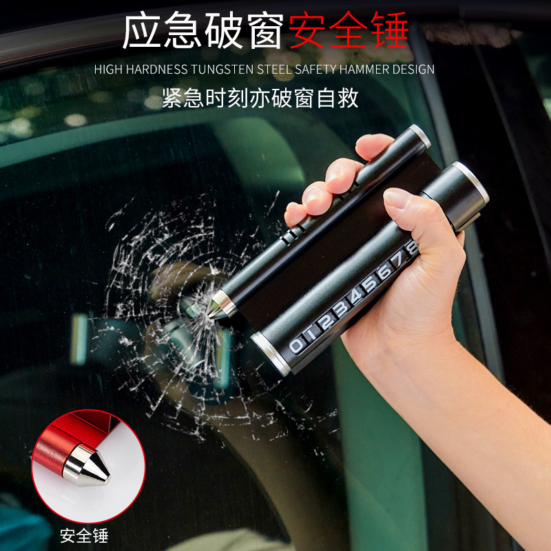Stop Sign Safety Hammer Number Aromatherapy Mobile Phone Holder Parking Card Car Multifunction for Car