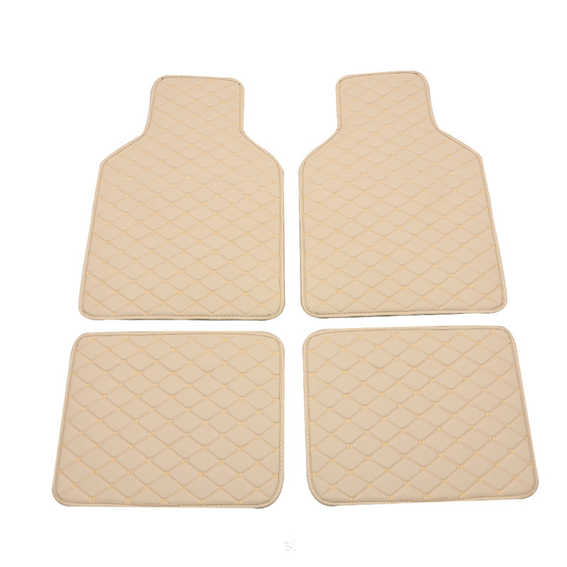 Wholesale Foreign Trade Cross-Border General Car Foot Mat AliExpress Amazon Fully Surrounded by Leather Quilted Silk Ring Right Rudder