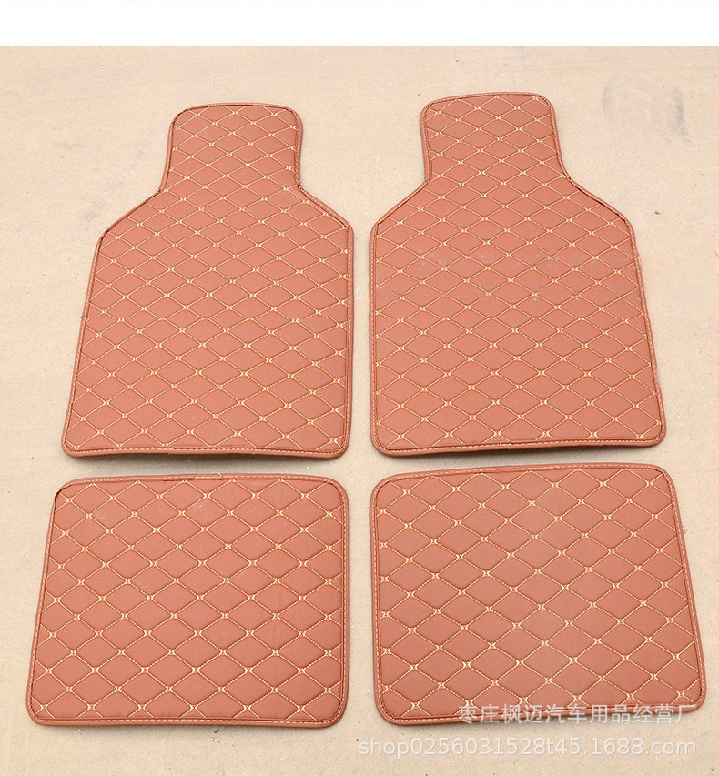 Wholesale Foreign Trade Cross-Border General Car Foot Mat AliExpress Amazon Fully Surrounded by Leather Quilted Silk Ring Right Rudder