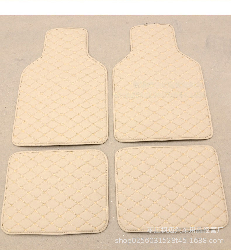 Wholesale Foreign Trade Cross-Border General Car Foot Mat AliExpress Amazon Fully Surrounded by Leather Quilted Silk Ring Right Rudder