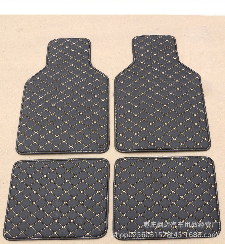 Wholesale Foreign Trade Cross-Border General Car Foot Mat AliExpress Amazon Fully Surrounded by Leather Quilted Silk Ring Right Rudder