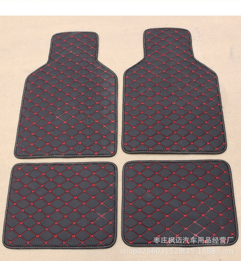 Wholesale Foreign Trade Cross-Border General Car Foot Mat AliExpress Amazon Fully Surrounded by Leather Quilted Silk Ring Right Rudder