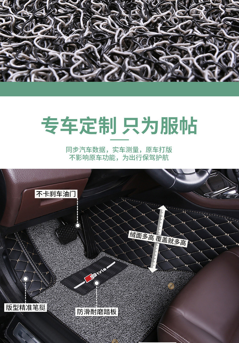 Car Foot Mat Wire Ring Waterproof Stain-Resistant Easy-to-Clean Special Car Full Collection Surrounded by Leather Floor Mat Original Car Printing