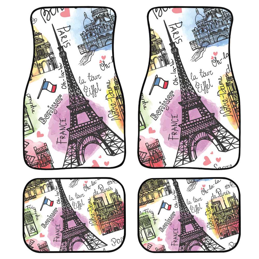 Foreign Trade Supply General Car Foot Mat Four-Piece Custom Floor Mat Floor Mat Little Daisy Tower Car Supplies Foreign Trade Supply General Car Foot Mat Four-Piece Custom Floor Mat Floor Mat Little Daisy Tower Car Supplies