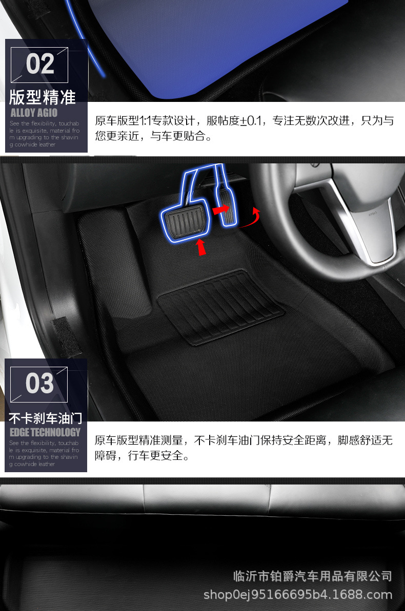 Applicable to Tesla Model 3 Left and Right Rudder Fully Surrounded 3D Car Foot Mat TPR Material XPe Floor Mat