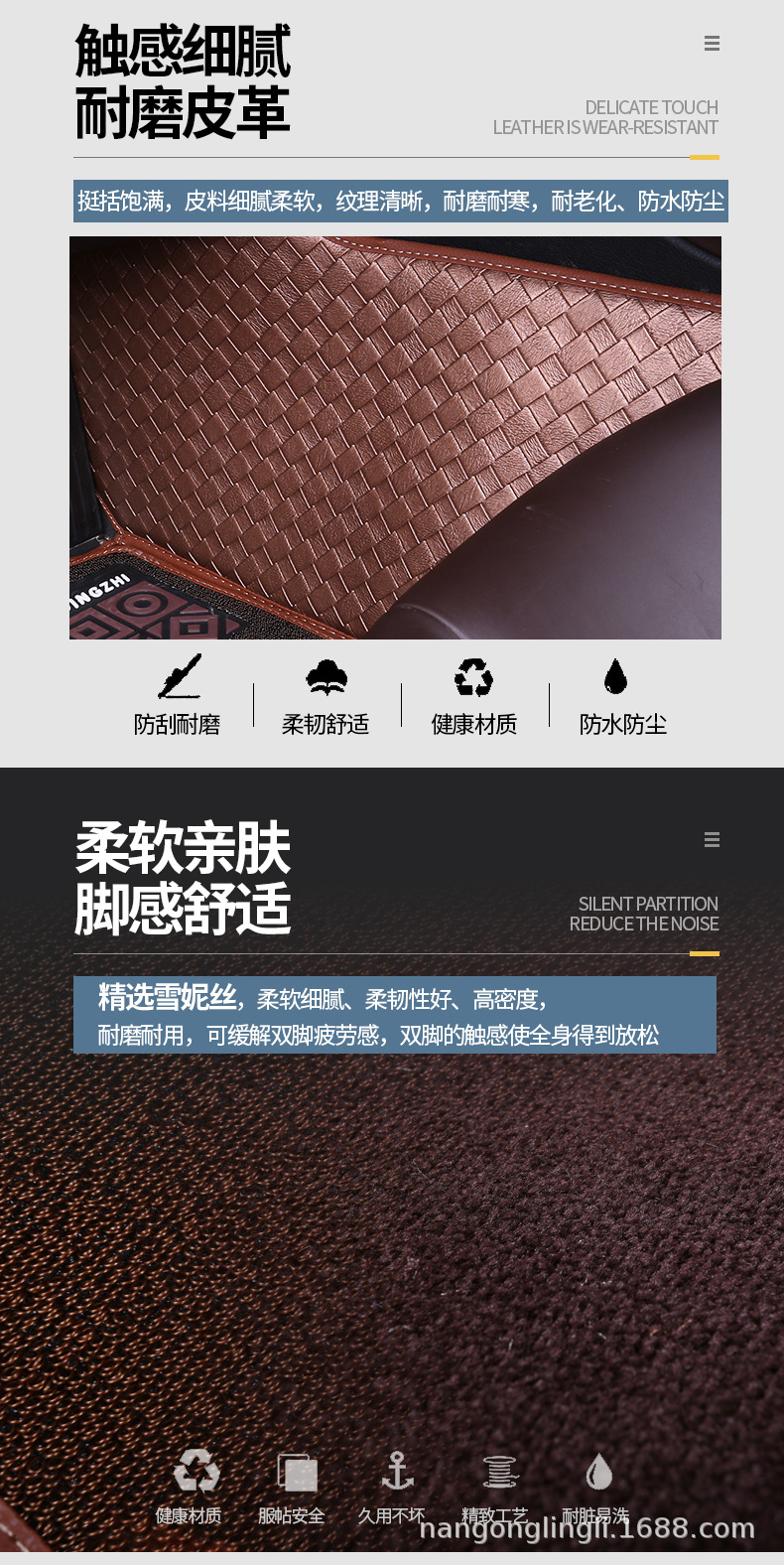 Woven Chenille Silk Car Foot Mat Fully Surrounded and Free Cutting Car Easy to Clean Thickened Non-Slip Foot Mat